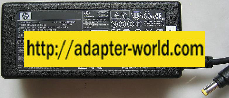 HP PPP009S AC ADAPTER 18.5V DC 3.5A 65W -( )- 1.7x4.7mm 100-240V