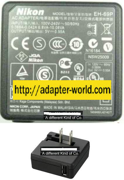 NIKON EH-69P AC ADAPTER 5VDC 0.55A NEW USB I.T.E POWER SUPPLY 1