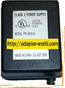 PPI-0940-UL AC ADAPTER 9VAC 400mA New ~(~) 2x5.5x12mm 120vac Li