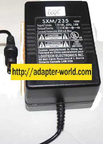 SXM/235 AC ADAPTER 12VDC New 2.5 x 5.5 x 9.8 mm Straight Round
