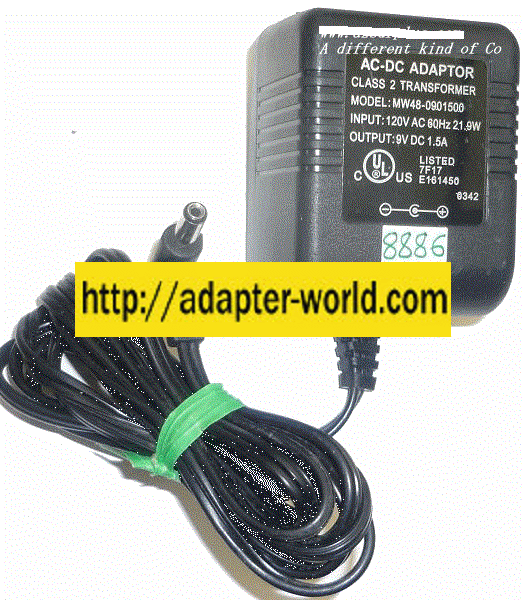 MW48-0901500 AC ADAPTER 9VDC 1.5A NEW -( ) 2x5.5x12.2mm 90 °righ