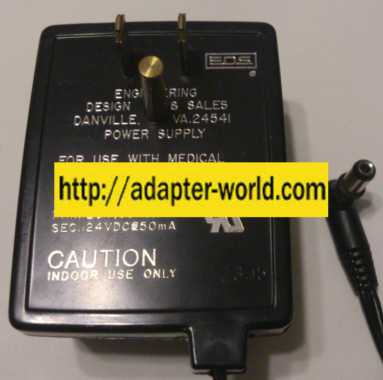 E.D.S. 6794 AC ADAPTER 24VDC 50mA NEW 2.5x5.5mm -( ) MEDICAL AN