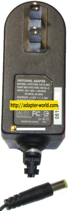 SUNNY SYS1298-1812-W2 AC DC ADAPTER 12V 1.5A 18W 1.7mm POWER SUP