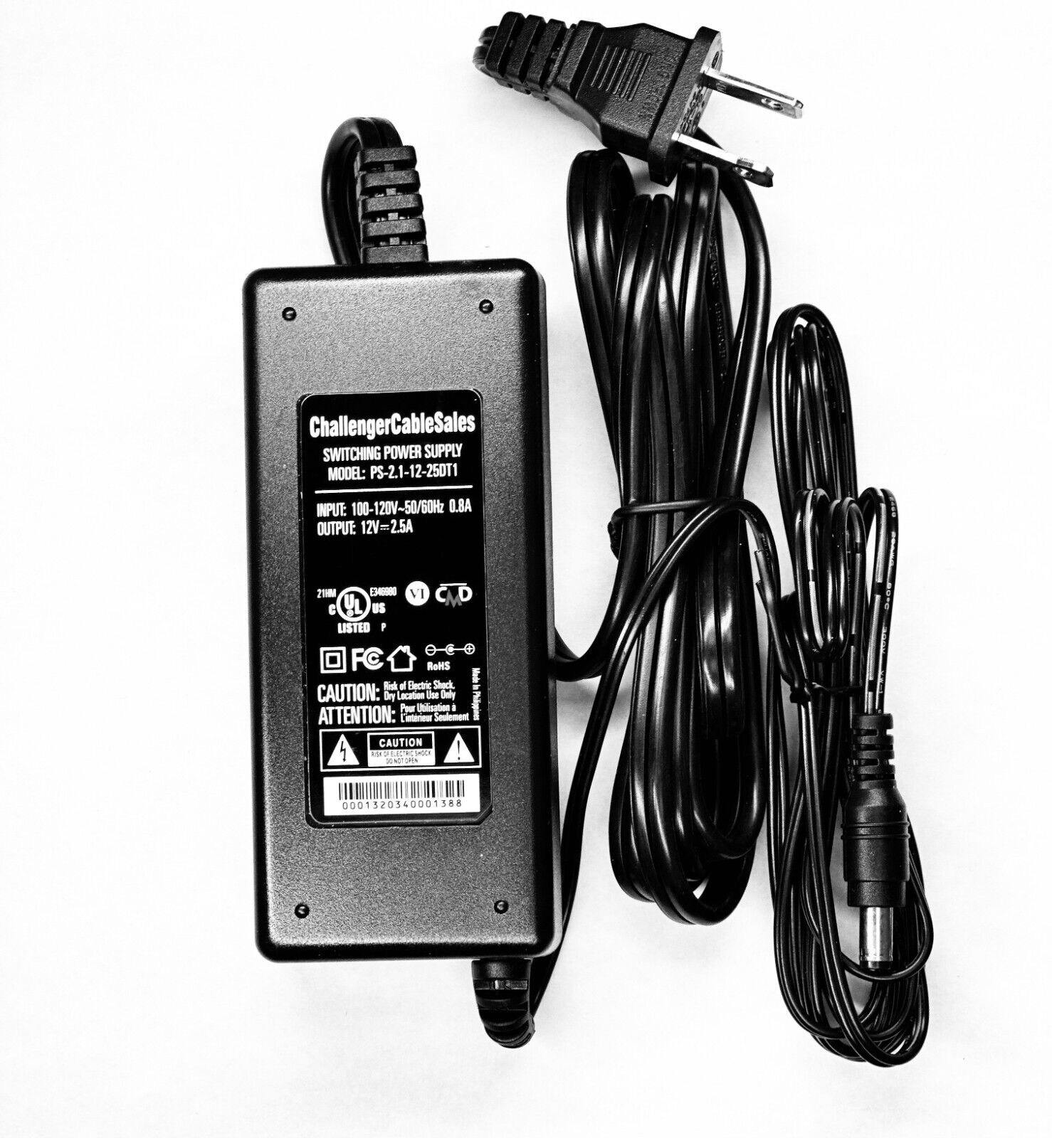 *Brand NEW*PS-2.1-12-25DT1 12V 2.5A AC Adapter Challenger Cable Sales Switching Power Supply
