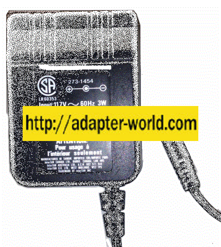 273-1454 AC ADAPTER 6VDC 200mA New 2.2x5.5mm 90 Degree Round ba