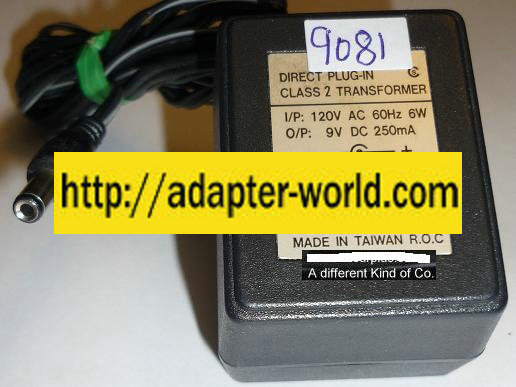 35-9-250 C AC ADAPTER 9VDC 250mA NEW -( ) 2x5x11mm ROUND BARREL