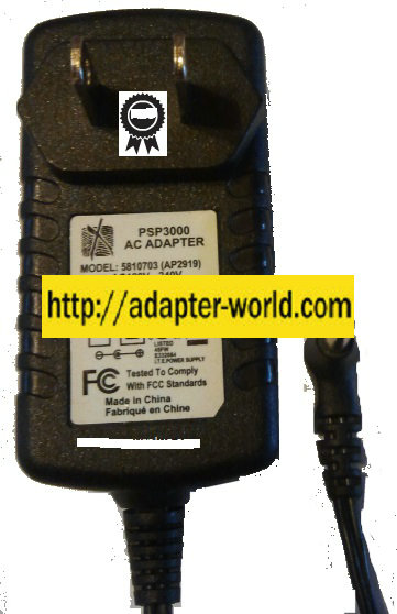5810703 (AP2919) AC ADAPTER 5VDC 1.5A -( ) New 1.5x4x10 mm 90 °