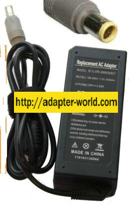 92P1157 REPLACEMENT AC ADAPTER 20V DC 3.25A IBM LAPTOP POWER SUP