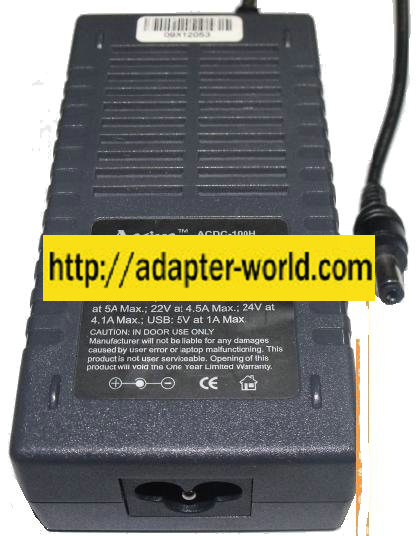 AASIYA ACDC-100H Universal AC ADAPTER 19.5V 5.2A POWER SUPPLY OV