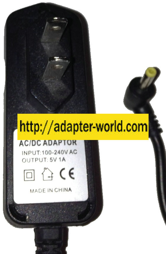 AC/DC ADAPTER 5V 1A DC 5-4.28A NEW 1.7 x 4 x 12.6 mm 90 DEGREE