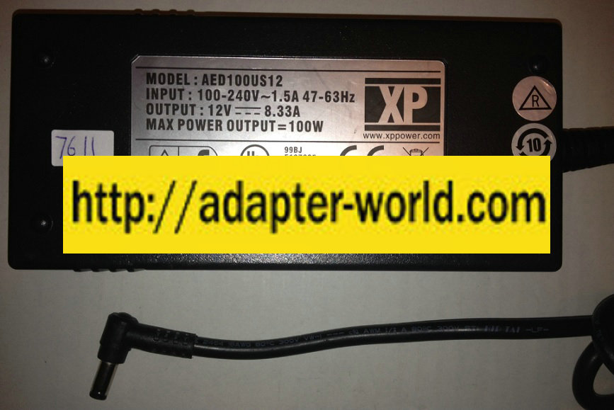 XP POWER AED100US12 AC ADAPTER 12VDC 8.33A New 2.5 x 5.4 x 12.3