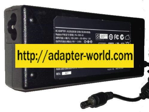 AGPTEK PA-1900-05 AC ADAPTER 19VDC 3.95A New 2.5x5.5mm -( )- 10