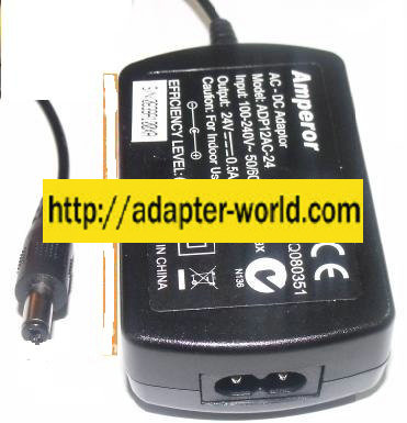 AMPEROR ADP12AC-24 AC ADAPTER 24VDC 0.5A CHARGER ITE POWER SUPP