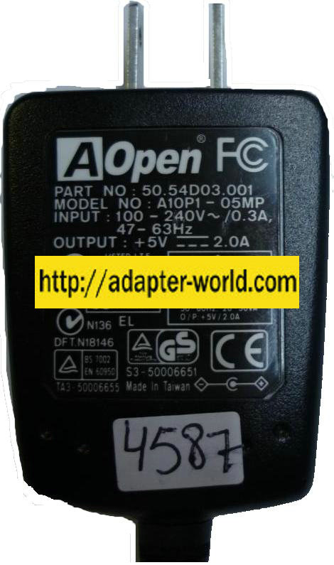 AOPEN A10P1-05MP AC ADAPTER 22V 745mA I.T.E POWER SUPPLY FOR GPS