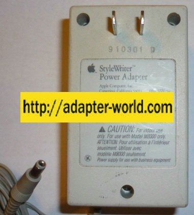 APPLE M8010 AC ADAPTER 9.5VDC 1.5A (-) 25W 2x5.5mm 120vac POWER