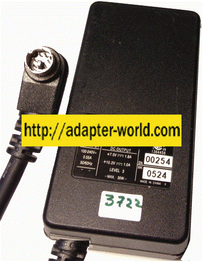 AP ACRO Power AXS24D-66/D7 AC ADAPTER 7.5VDC 1.8A 10.2V 1A 6Pin
