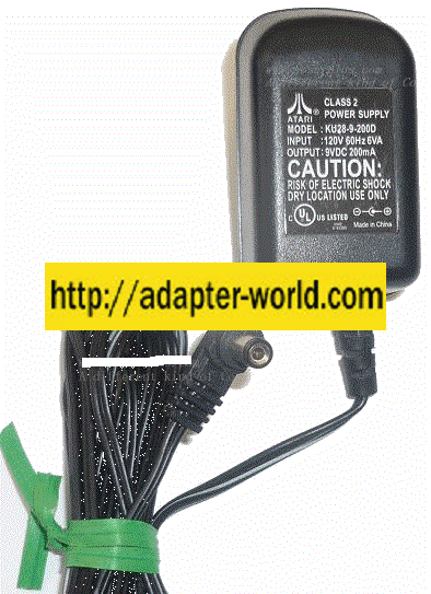 ATARI KU28-9-200D AC ADAPTER 9VDC 200mA NEW -( ) 2x5.5x9.3mm 90
