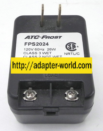 ATC-FROST FPS2024 AC ADAPTER 24VAC 20VA NEW PLUG IN POWER SUPPL
