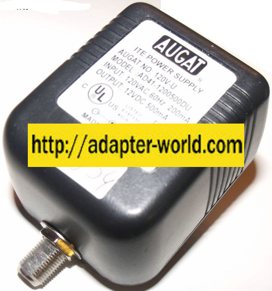 AUGAT AD41-1200500DU AC ADAPTER 12VDC 500mA NEW -( ) RF PIN ITE