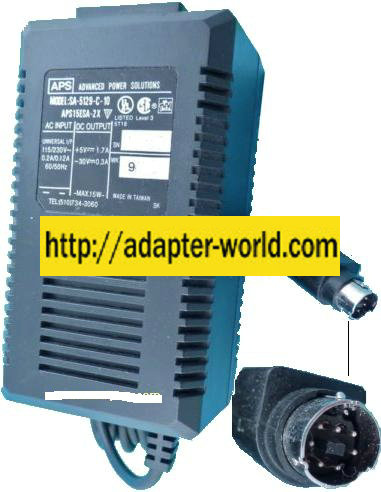 APS SA-1529-C-10 AC ADAPTER 5Vdc 1.7A 30VDC 6Pin Mini Din 9mm Du