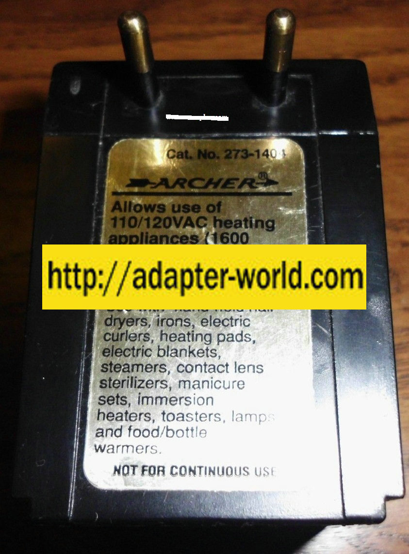 Archer 273-1404 Voltage Converter 220vac to 110vac New 1600W Fo
