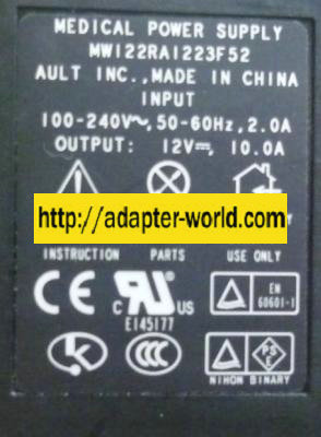 Ault MW122RA1223F52 AC ADAPTER 12VDC 10A 8Pin Din Power Supplies