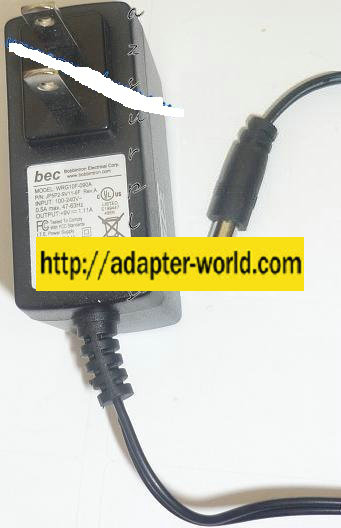 BEC WRG10F-090A AC ADAPTER 9VDC 1.11A NEW -( ) 2.1x5.5x12.3mm