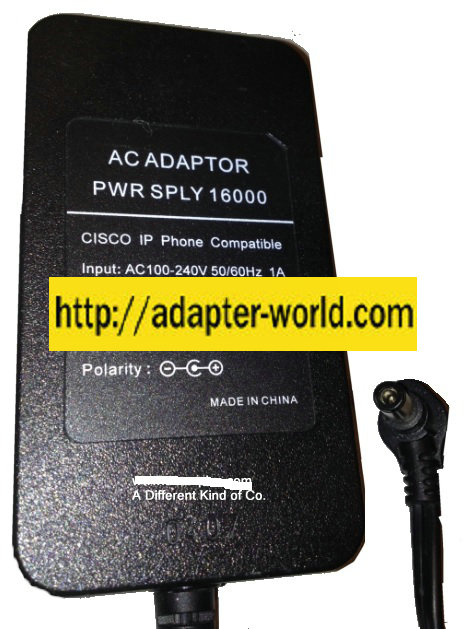 CISCO 16000 AC ADAPTER 48VDC 380mA New -( )- 2.5 x 5.5 x 10.2 m