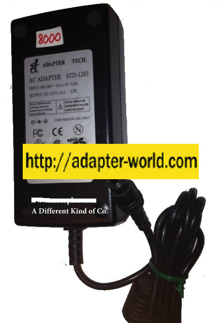 CT STD-1203 AC ADAPTER -( ) 12VDC 3A NEW -( ) 2.5x5.4mm Straigh