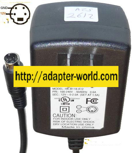 CUI Inc HK-B118-A12 AC ADAPTER 12VDC 2A 4Pin Mini Din POWER SUPP