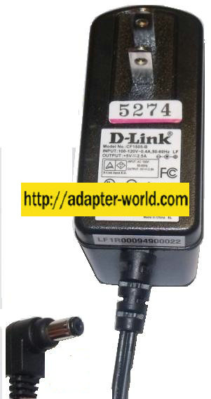 D-LINK CF15105-B AC ADAPTER 5Vdc 2.5A -( ) 2x5.5mm 90 ° 120vac A