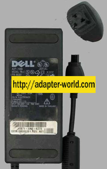 DELL ADP-70BB PA-2 AC ADAPTER 20VDC 3.5A NEW 3 HOLE PIN 85391