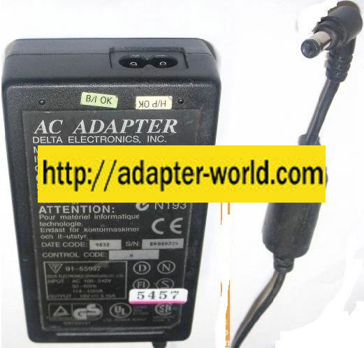 DELTA ADP-60BB AC DC ADAPTER 19V 3.16A LAPTOP POWER SUPPLY