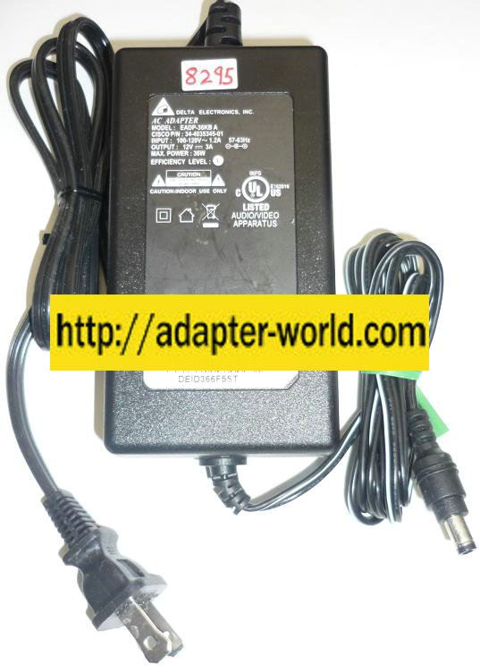 DELTA EADP-36KB A AC ADAPTER 12VDC 3A NEW -( ) 2.5x5.5mm ROUND