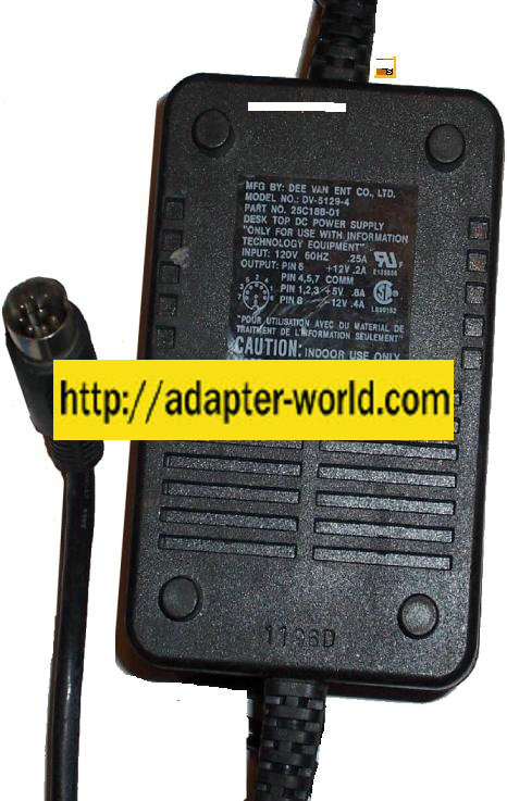 RACAL DV-5129-4 AC ADAPTER 12V 0.2A 5V 0.8A -12V 0.4V 8Pin 25C