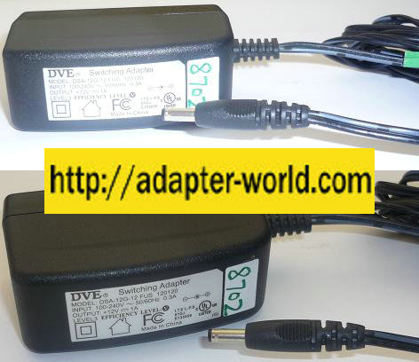 DVE DSA-12G-12 FUS 120120 AC ADAPTER 12VDC 1A NEW -( ) 90 ° 2x5.