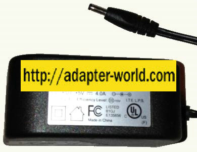 DVE DSA-30W-05 US 050200 Ac Adapter 5V DC 4.0A New -( ) 1.3x3