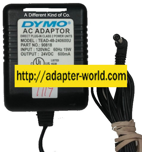 DYMO TEAD-48-2460600U AC ADAPTER 24VDC 600mA New -( )- 90 Degre