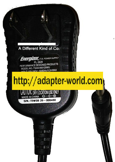 ENERGIZER TSA9-050120WU AC ADAPTER 5VDC 1.2A New -( )- 1.3 x 3.