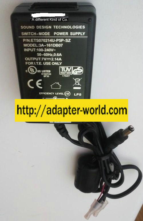 ENG 3A-161DB07 AC ADAPTER 7VDC 2.14A NEW -( ) ETS07024U-P5P