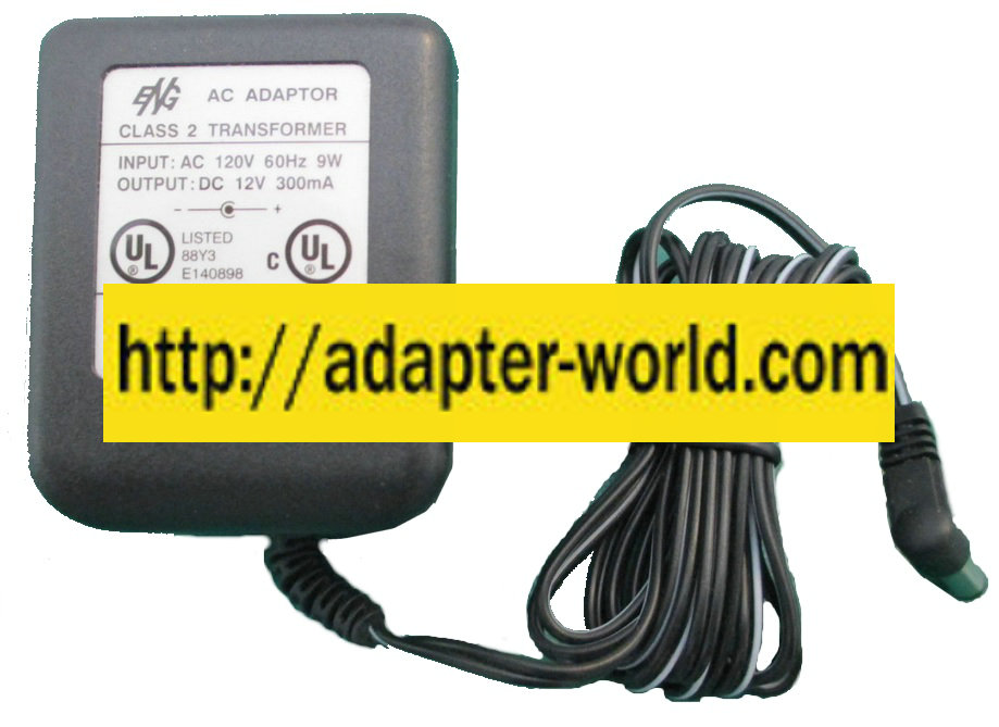 ENG 41-12-300 AC ADAPTER 12VDC 300mA New 2 x 5.4 x 11.2 mm 90 D