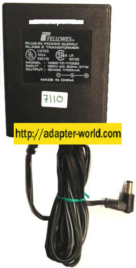 FELLOWES 1482-12-1700D AC ADAPTER 12VDC 1.7A NEW 90 ° -( ) 2.5x5