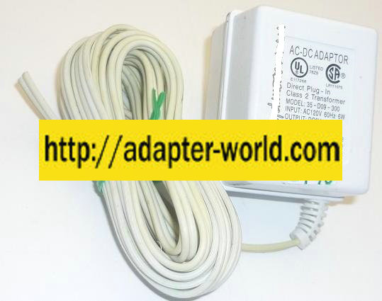 FIL 35-D09-300 AC ADAPTER 9VDC 300mA POWER SUPPLY CUT WIRE (-)