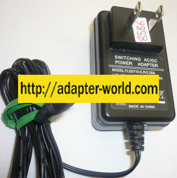 FLD0710-5.0V2.00A AC ADAPTER 5VDC 2A NEW -( ) 1.3x3.5mm ITE POW