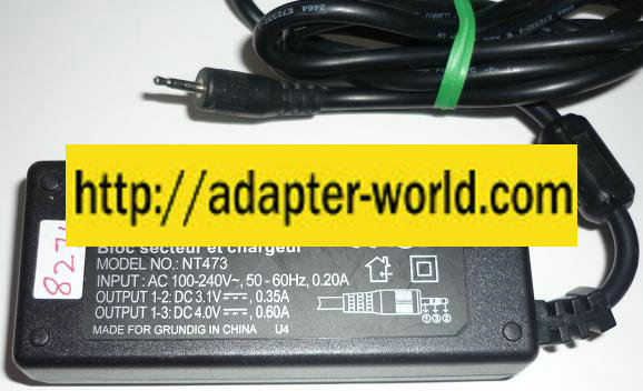 GRUNDIG NT473 AC ADAPTER 3.1VDC 0.35A 4VDC 0.60A CHARGING UNIT L