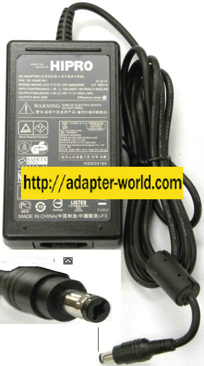 Hipro HP-A0502R3D AC ADAPTER 12Vdc 4.16A -( ) 2x5.5mm POWER SUPP