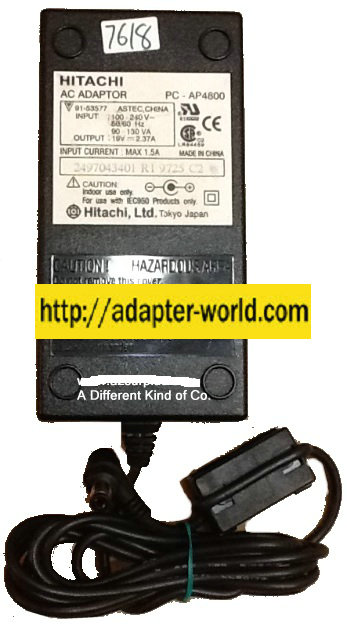 HITACHI PC-AP4800 AC ADAPTER 19VDC 2.37A New -( )- 1.9 x 2.7 x