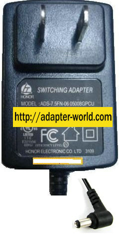 HONOR ADS-7.FN-06 05008GPCU AC ADAPTER 5V 1.5A SWITCHING POWER