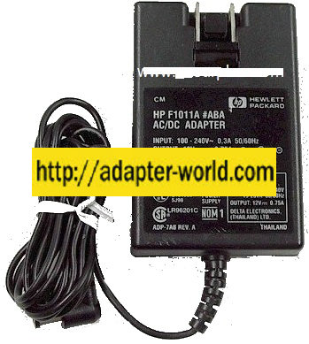 HP F1011A AC ADAPTER 12VDC 0.75A New -( )- 2.1x5.5 mm 90 Degree