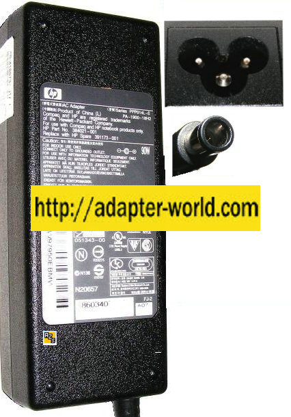 HP PA-1900-32HN AC ADAPTER 19VDC 4.74A -( ) 5.5x7.5mm New 100-2